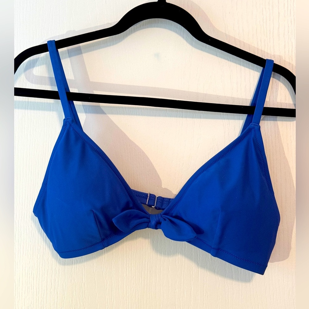 J.Crew Factory Sz L Swim Top Bow Bikini Blue